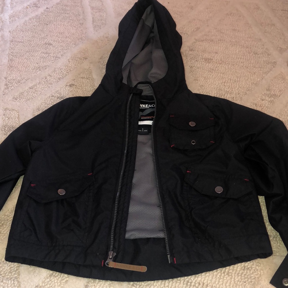 Hawke & co black hooded raincoat